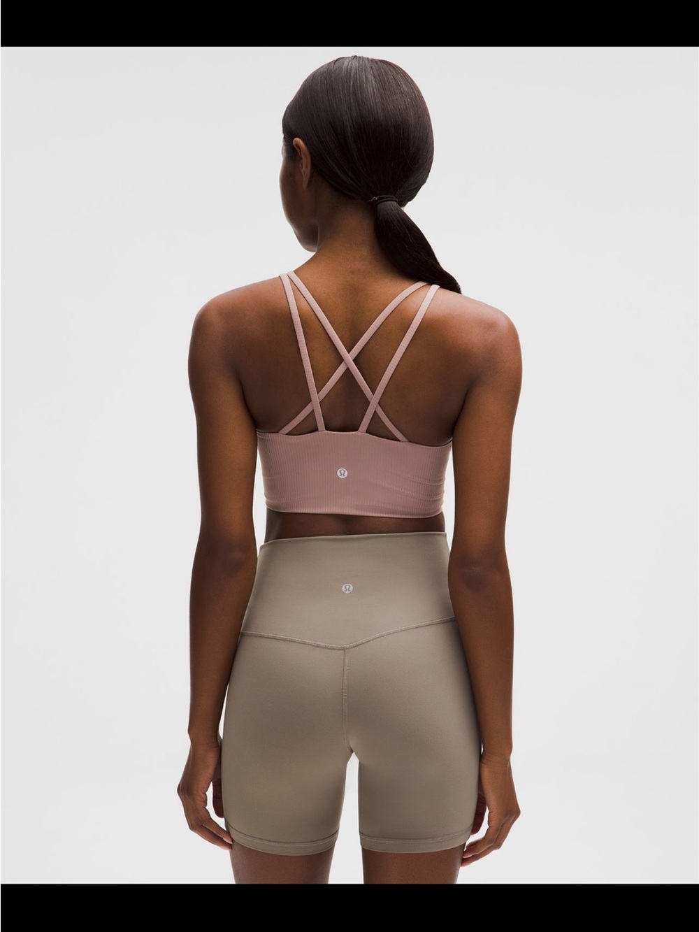 Lululemon Like A Cloud Longline Ribbed Sports Bra Ashen Rose size 10 - Picture 2 of 5